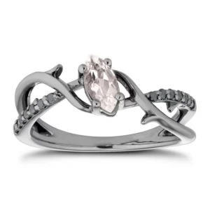 Enchanted Disney Fine Jewelry Marquise Cut Morganite Engagement Ring Dazzling Diamond Villain Maleficent Ring Antique Twist Ring Dainty Ring