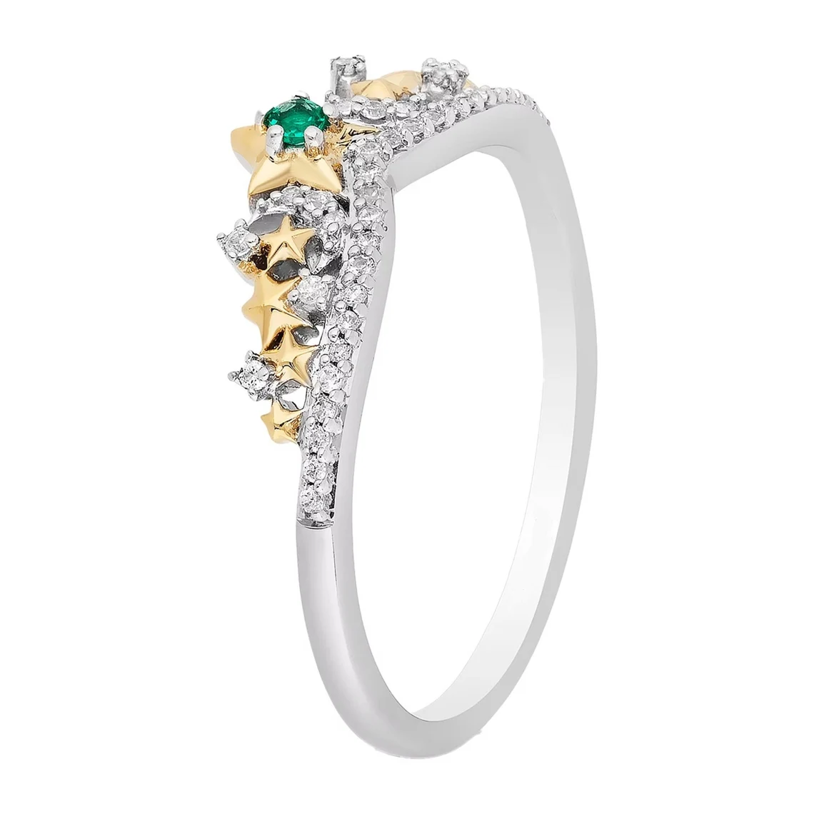 Enchanted Disney Fine Jewelry Emerald and Diamond Tinker Bell Ring Disney Princess Crown Ring Dazzling Gemstone Ring Antique Engagement Ring