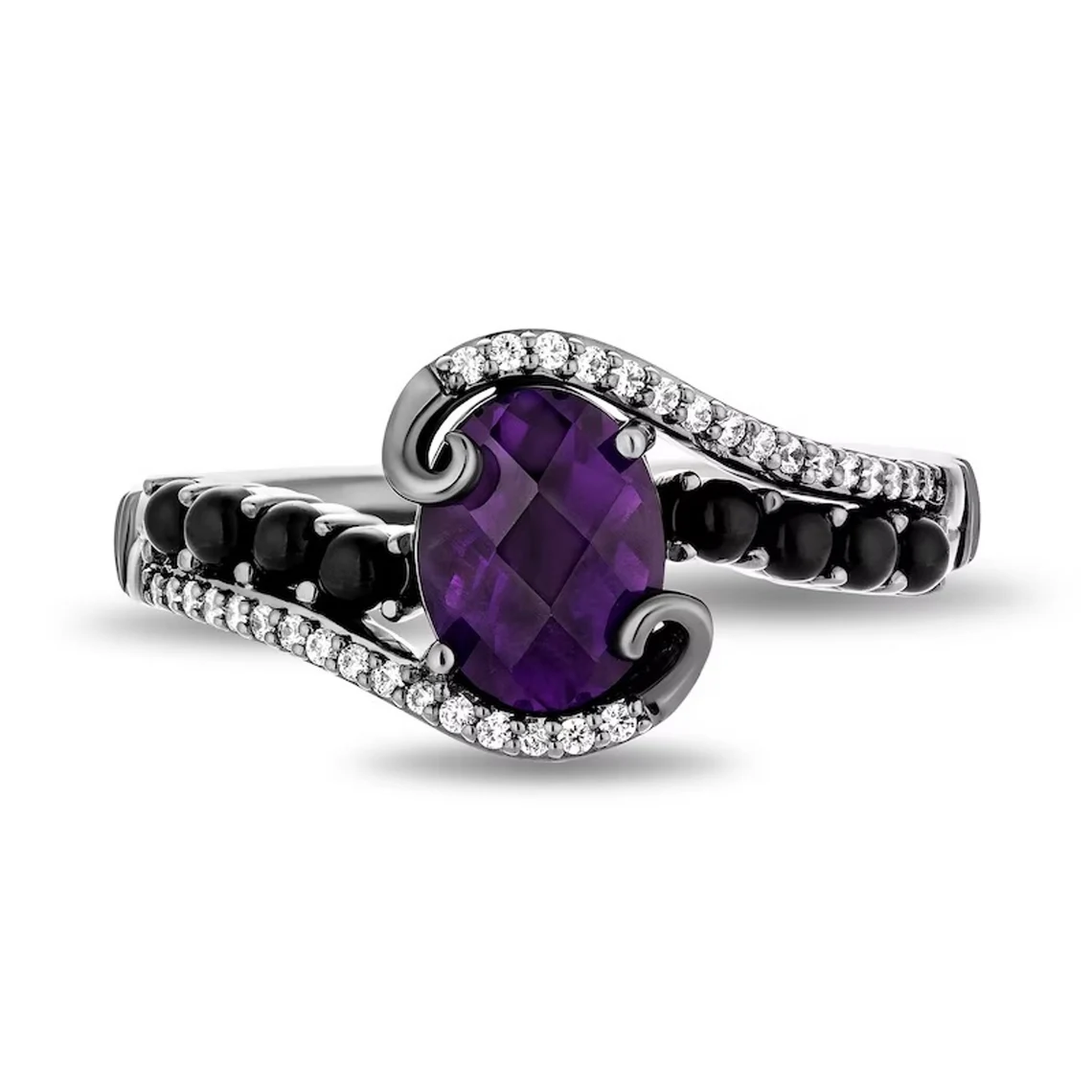 Enchanted Disney The Little Mermaid Oval Amethyst and Diamond Bypass Ring Extraordinary Ring Reinvent Style Ring Ultimate Ring Antique Ring