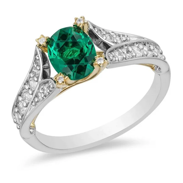 Enchanted Disney Stunning Oval Green Topaz & Diamond Star Engagement Ring in Sterling Silver Disney Tinker Bell Ring Diamond Stackable Ring