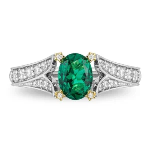 Enchanted Disney Stunning Oval Green Topaz & Diamond Star Engagement Ring in Sterling Silver Disney Tinker Bell Ring Diamond Stackable Ring