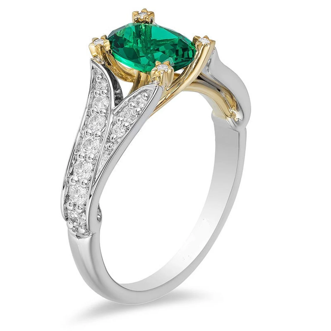 Enchanted Disney Stunning Oval Green Topaz & Diamond Star Engagement Ring in Sterling Silver Disney Tinker Bell Ring Diamond Stackable Ring