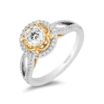 Enchanted Disney Fine Jewelry 14K White Gold & Yellow Gold 3/4 CTTW Diamond Belle 30th Collector’s Edition Engagement Ring, Valentine Gifted