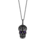 Enchanted Disney Villains Dr. Facilier Amethyst and Black Diamond Pendant Necklace in Sterling Silver Antique Skull Pendant Gothic Pendant