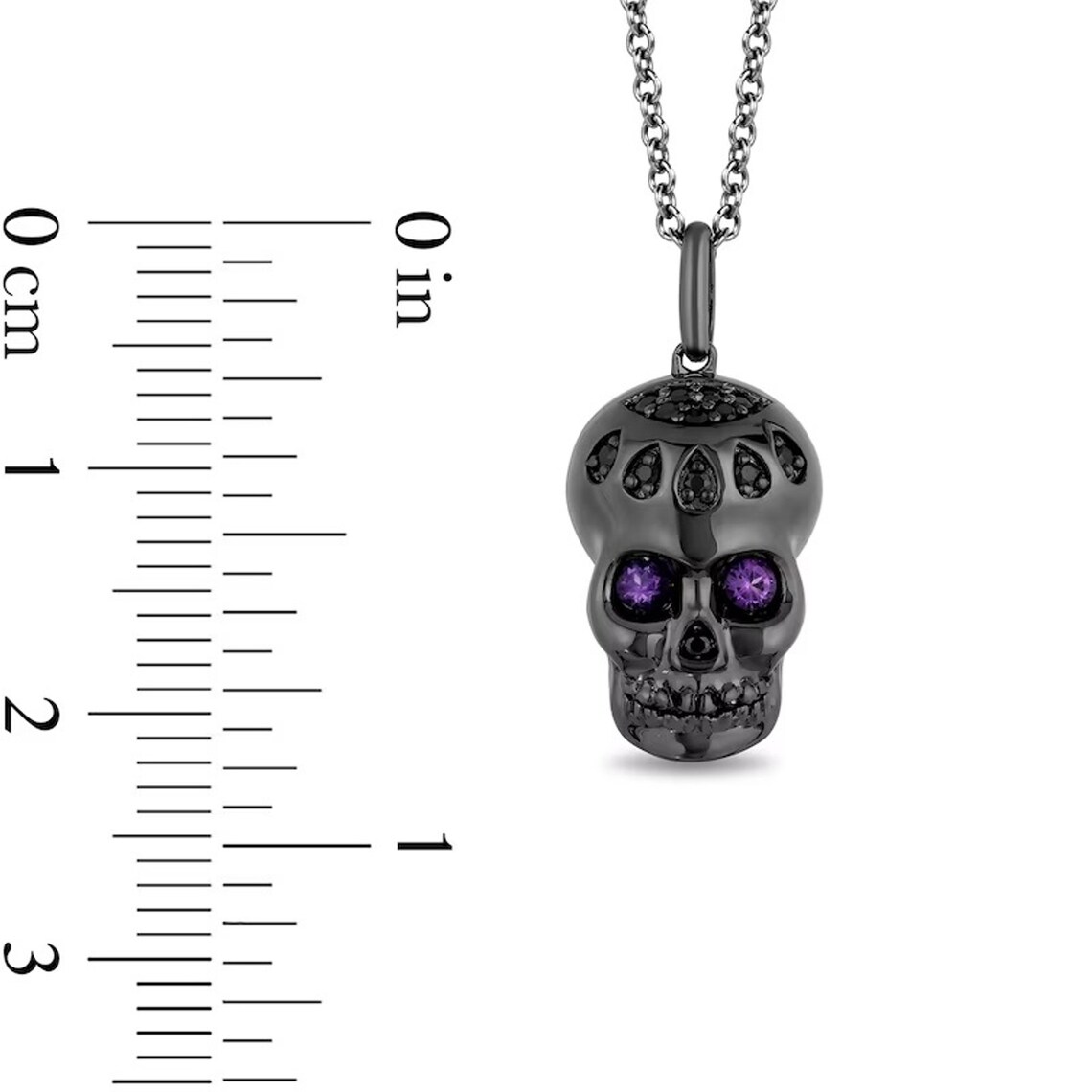 Enchanted Disney Villains Dr. Facilier Amethyst and Black Diamond Pendant Necklace in Sterling Silver Antique Skull Pendant Gothic Pendant
