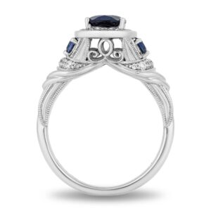 Enchanted Disney Cinderella Amazing Oval Cut Blue Sapphire Engagement Ring Antique Diamond Halo Ring Embellished Ring