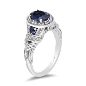 Enchanted Disney Cinderella Amazing Oval Cut Blue Sapphire Engagement Ring Antique Diamond Halo Ring Embellished Ring