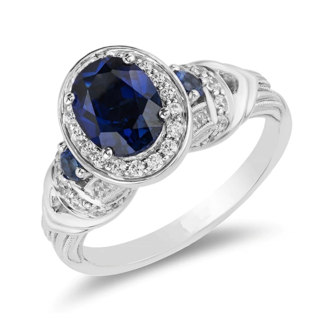 Enchanted Disney Cinderella Amazing Oval Cut Blue Sapphire Engagement Ring Antique Diamond Halo Ring Embellished Ring