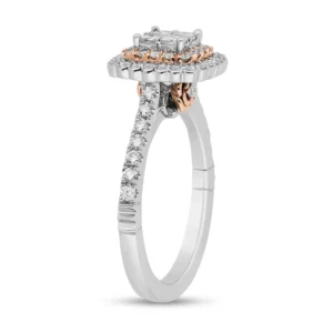 Enchanted Disney Belle Rose Quad Princess-Cut Diamond Scallop Frame Engagement Ring Romantic Ring Charming Ring Modern Ring Fascinating Ring