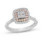 Enchanted Disney Belle Rose Quad Princess-Cut Diamond Scallop Frame Engagement Ring Romantic Ring Charming Ring Modern Ring Fascinating Ring