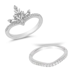 Enchanted Disney Diamond Elsa Chevron Ring Gorgeous Elsa Snowflake Engagement Rings Stunning Curved Wedding Band Propose Ring Exquisite Ring