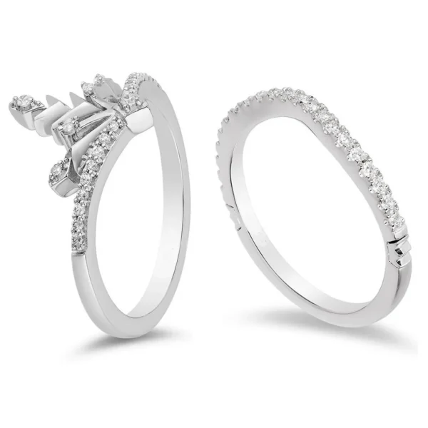 Enchanted Disney Diamond Elsa Chevron Ring Gorgeous Elsa Snowflake Engagement Rings Stunning Curved Wedding Band Propose Ring Exquisite Ring