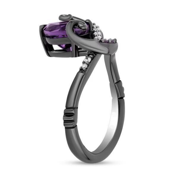 Enchanted Disney Villains Ursula Amethyst and Diamond Tentacles Ring in Black Sterling Silver Gorgeous Engagement Ring Unique Elegance Ring