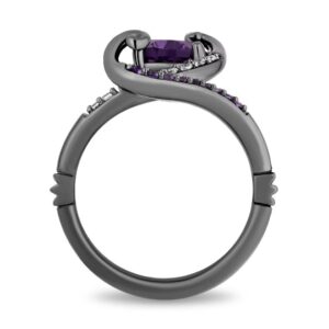 Enchanted Disney Villains Ursula Amethyst and Diamond Tentacles Ring in Black Sterling Silver Gorgeous Engagement Ring Unique Elegance Ring