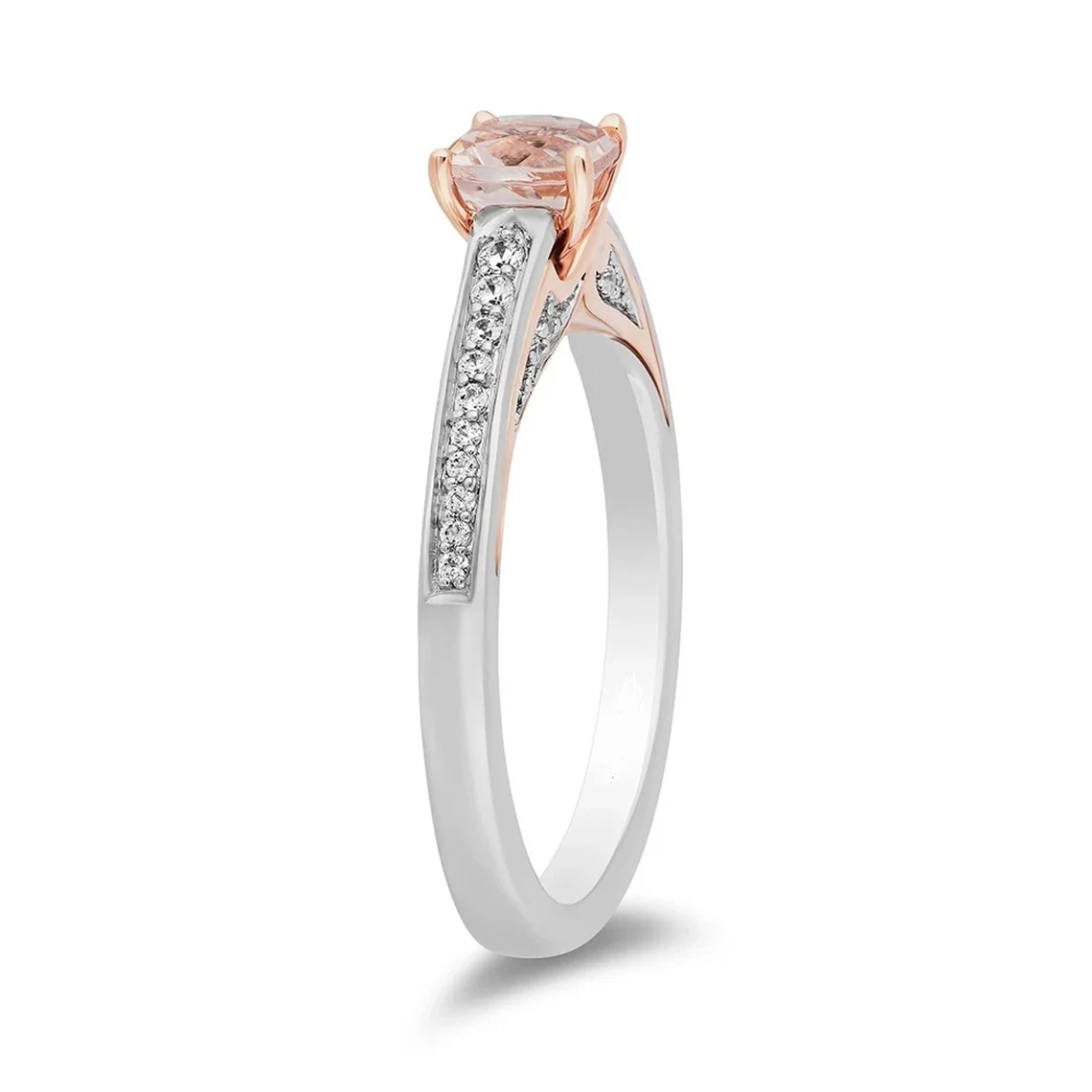 Enchanted Disney Aurora Classic Cushion Cut Morganite and Diamond Engagement Ring in Sterling Silver Solitaire Disney Romantic Propose Ring