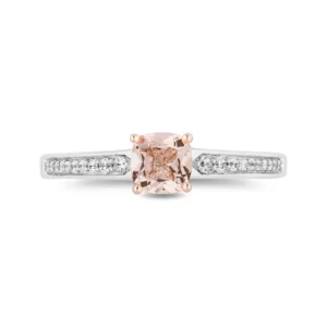 Enchanted Disney Aurora Classic Cushion Cut Morganite and Diamond Engagement Ring in Sterling Silver Solitaire Disney Romantic Propose Ring