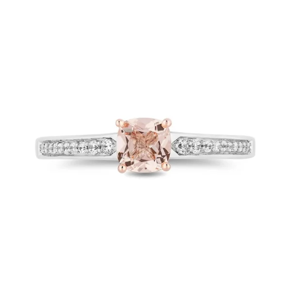 Enchanted Disney Aurora Classic Cushion Cut Morganite and Diamond Engagement Ring in Sterling Silver Solitaire Disney Romantic Propose Ring
