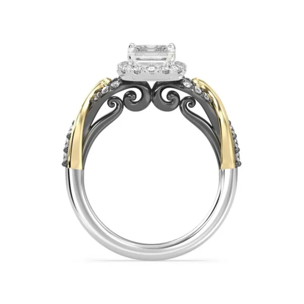 Enchanted Disney Sparkling Emerald Diamond Ursula Halo Engagement Ring Stunning Vintage Designer Ring Beautifully Crafted Ring in 925 Silver