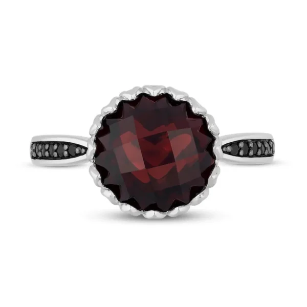 Enchanted Disney Treasures Alice Wonderland "Queen of Hearts" Diamond and Garnet Engagement Ring in 925 Sterling Silver Extraordinary Ring
