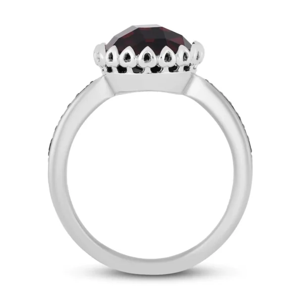 Enchanted Disney Treasures Alice Wonderland "Queen of Hearts" Diamond and Garnet Engagement Ring in 925 Sterling Silver Extraordinary Ring