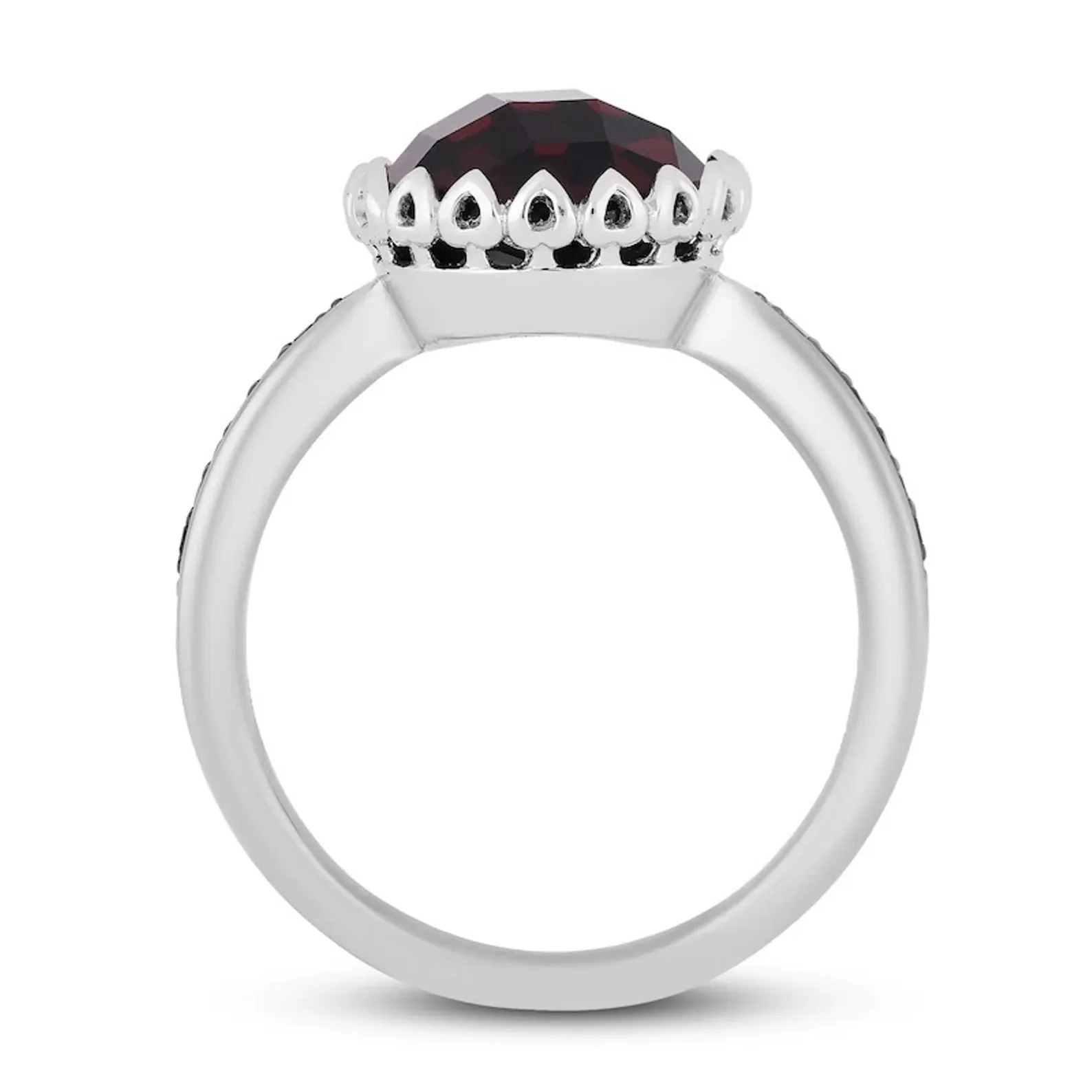 Enchanted Disney Treasures Alice Wonderland "Queen of Hearts" Diamond and Garnet Engagement Ring in 925 Sterling Silver Extraordinary Ring