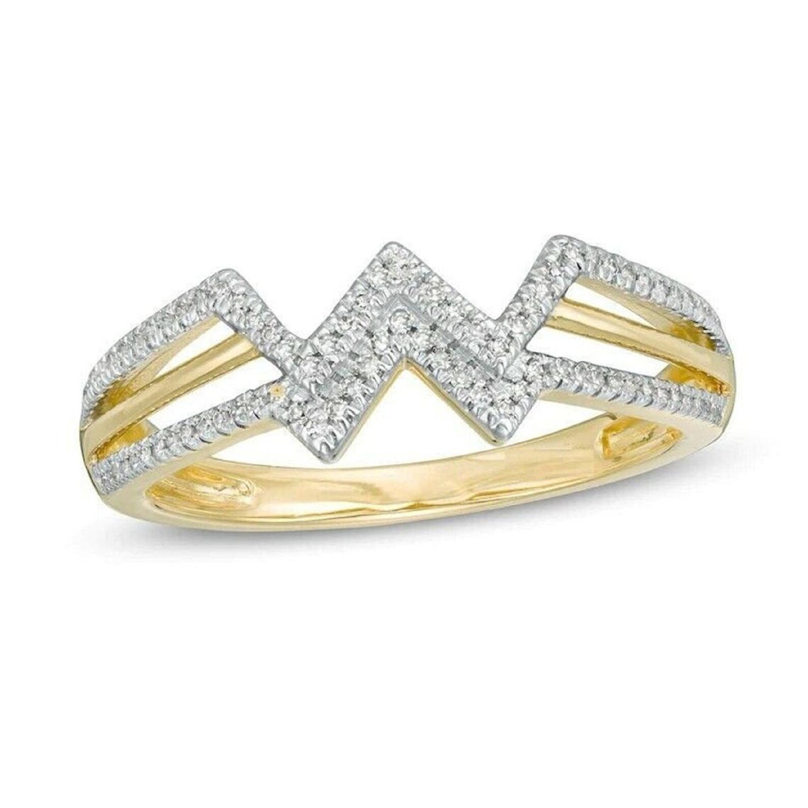 Wonder Woman Collection 1/8 CT White Round Simulated Diamond Ring 925 Sterling Silver With 14K Yellow Gold Finish Christmas Ring