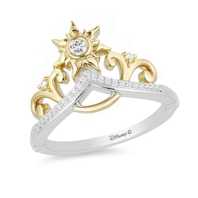 Enchanted Disney Rapunzel 0.085 CT. T.W. Diamond Sun Tiara Ring in Sterling Silver and 10K Gold Peoples Jewellers