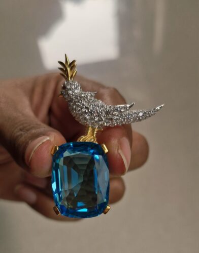 Click to view full screen Yellow Cushion Cut Stone Brooch, 925 Sterling Silver Brooch, Bird Brooch with Yellow Stone Brooch, Unisex Brooch photo review