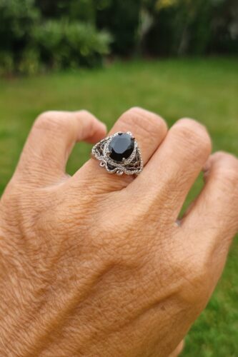 Click to view full screen Enchanted Disney Treasures Ring, Black Onyx Ring, 3.0 Ct Black Oval Cut Diamond Ring, 925 Sterling Silver Ring, Enchanted Disney Ring photo review