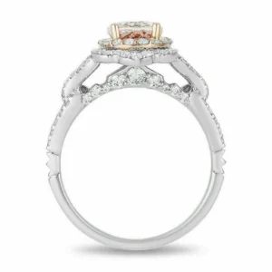 Enchanted Disney Aurora Morganite and Diamond Scallop Frame Engagement Ring in Two-Tone Sterling Silver Vintage Art Deco Ring Stunning Ring - Image 2