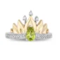 Enchanted Disney Fine Jewelry Sterling Silver and 10K Yellow Gold 1/10 CTTW Diamond and Peridot Tiana Water Lily Tiara Ring