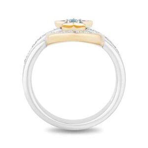 Enchanted Disney Fine Jewelry Sterling Silver and 10K Yellow Gold with 1/6 CTTW Diamond and Swiss Blue Topaz Aladdin 30th Anniversary Jasmine Ring - Image 4
