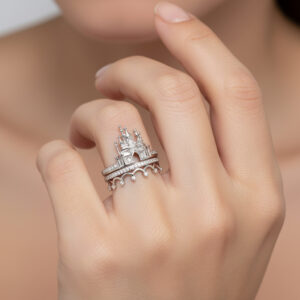 Enchanted Disney 1/5 CT. T.W. Diamond Castle Ring Set in Sterling Silver or Gold - Image 4