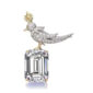 Schlumberger Bird White Emerald Cut Stone Brooch, 925 Sterling Silver Brooch, Bird Brooch with White Stone Brooch, Unisex Brooch