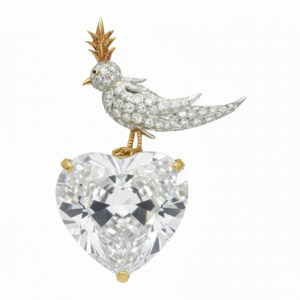 Bird on a Rock, Heart Cut Stone Schlumberger Brooch, 925 Sterling Silver Brooch, Bird Brooch with Morganite Pink Stone Brooch, Unisex Brooch - Image 8