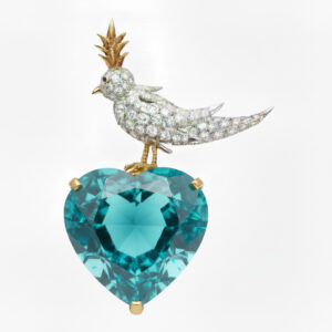 Bird on a Rock, Heart Cut Stone Schlumberger Brooch, 925 Sterling Silver Brooch, Bird Brooch with Morganite Pink Stone Brooch, Unisex Brooch - Image 3