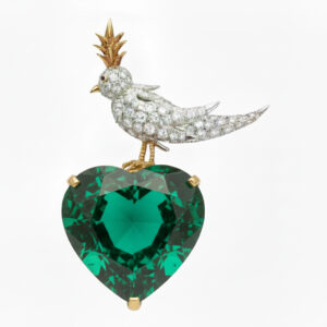 Bird on a Rock, Heart Cut Stone Schlumberger Brooch, 925 Sterling Silver Brooch, Bird Brooch with Morganite Pink Stone Brooch, Unisex Brooch - Image 5