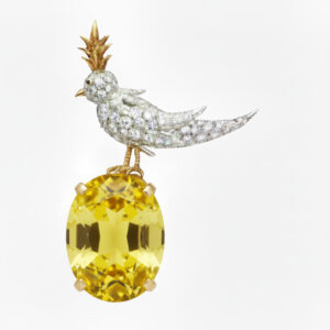 Bird On A Rock, Oval Cut Stone Schlumberger Brooch, 925 Sterling Silver Brooch, Bird Brooch with Green Stone Brooch, Unisex Brooch - Image 7