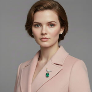 Bird On A Rock, Oval Cut Stone Schlumberger Brooch, 925 Sterling Silver Brooch, Bird Brooch with Green Stone Brooch, Unisex Brooch - Image 2