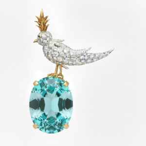 Bird On A Rock, Oval Cut Stone Schlumberger Brooch, 925 Sterling Silver Brooch, Bird Brooch with Green Stone Brooch, Unisex Brooch - Image 12