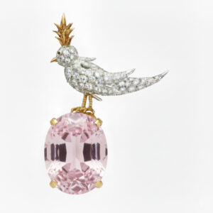 Bird On A Rock, Oval Cut Stone Schlumberger Brooch, 925 Sterling Silver Brooch, Bird Brooch with Green Stone Brooch, Unisex Brooch - Image 6