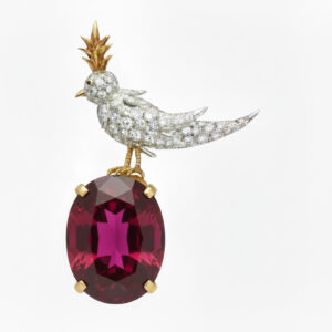 Bird On A Rock, Oval Cut Stone Schlumberger Brooch, 925 Sterling Silver Brooch, Bird Brooch with Green Stone Brooch, Unisex Brooch - Image 5