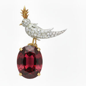 Bird On A Rock, Oval Cut Stone Schlumberger Brooch, 925 Sterling Silver Brooch, Bird Brooch with Green Stone Brooch, Unisex Brooch - Image 4