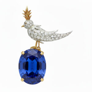 Bird On A Rock, Oval Cut Stone Schlumberger Brooch, 925 Sterling Silver Brooch, Bird Brooch with Green Stone Brooch, Unisex Brooch - Image 11