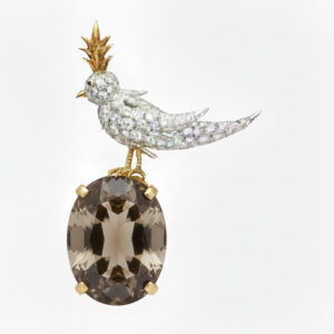 Bird On A Rock, Oval Cut Stone Schlumberger Brooch, 925 Sterling Silver Brooch, Bird Brooch with Green Stone Brooch, Unisex Brooch - Image 9