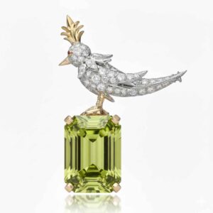 Schlumberger Bird On A Rock Emerald Cut Stone Brooch, 925 Sterling Silver Brooch, Bird Brooch with Blue Stone Brooch, Unisex Brooch - Image 11