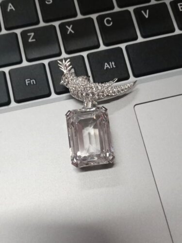 Schlumberger Bird On A Rock Emerald Cut Stone Brooch, 925 Sterling Silver Brooch, Bird Brooch with Blue Stone Brooch, Unisex Brooch photo review