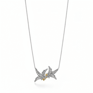 Bird On A Rock, Lovebird Schlumberger Necklace, 925 Sterling Silver, Bird Necklace