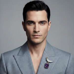 Schlumberger Bird On A Rock Amethyst Cushion Cut Stone Brooch, 925 Sterling Silver Brooch, Bird Brooch with Amethyst Stone Brooch, Unisex Brooch - Image 2