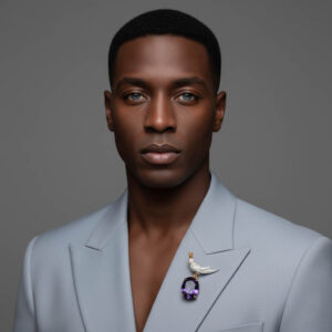 Bird On A Rock, Amethyst Oval Cut Stone Schlumberger Brooch, 925 Sterling Silver Brooch, Bird Brooch with Amethyst Stone Brooch, Unisex Brooch - Image 2